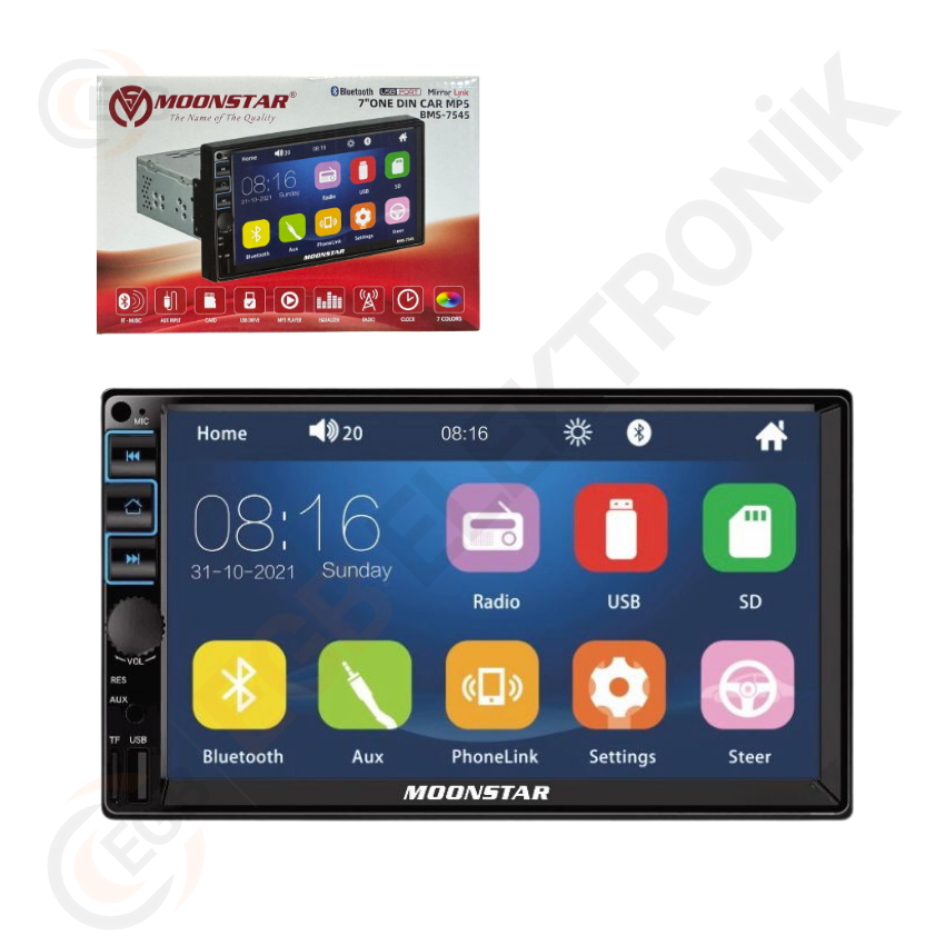 MOONSTAR BMS-7545 Tofaş Tek Din Double Teyp 7 İnç