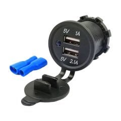 IC-266C 28MM PANO TİPİ USB 8-32V GİRİŞ 5V 1A VE 5V 2.1A ÇIKIŞ