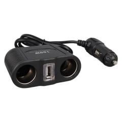 Olesson 1645 12-24V Tek USB Girişli 100W 70cm Kablolu 2'li Araç Çakmak Çoklayıcı