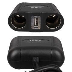 Olesson 1645 12-24V Tek USB Girişli 100W 70cm Kablolu 2'li Araç Çakmak Çoklayıcı