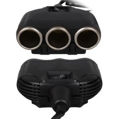 Olesson 1634 12-24V Tek USB Girişli 120W 80cm Kablolu Dijital Voltaj Ekranlı 3'lü Araç Çakmak Çoklayıcı