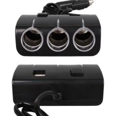 Olesson 1506 12-24V Çift USB Girişli 120W 80 CM Kablolu 3'LÜ Araç Çakmak Çoklayıcı