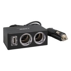 Olesson 1522 12-24V Tek USB Girişli 120W 80cm Kablolu 2'li Araç Çakmak Çoklayıcı