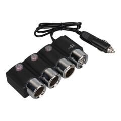 Olesson 1508 12-24V Çift USB Girişli 120W 80cm Kablolu 3'lü Araç Çakmak Çoklayıcı