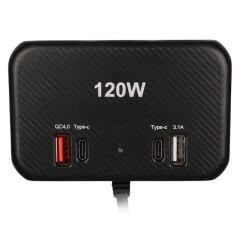 Olesson 1656 12-24V Çift USB + Çift TYPE-C 120W 80cm Kablolu 3'lü Araç Çakmak Çoklayıcı