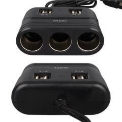 Olesson 1678 12-24V 4 USB Girişli 120W 80cm Kablolu 3'lü Araç Çakmak Çoklayıcı