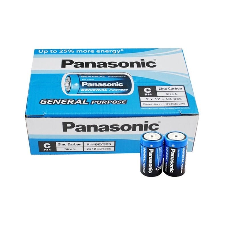 PANASONIC R14BE/2PS MANGANEZ ORTA C BOY 2 li PİL (PAKET FİYATI)
