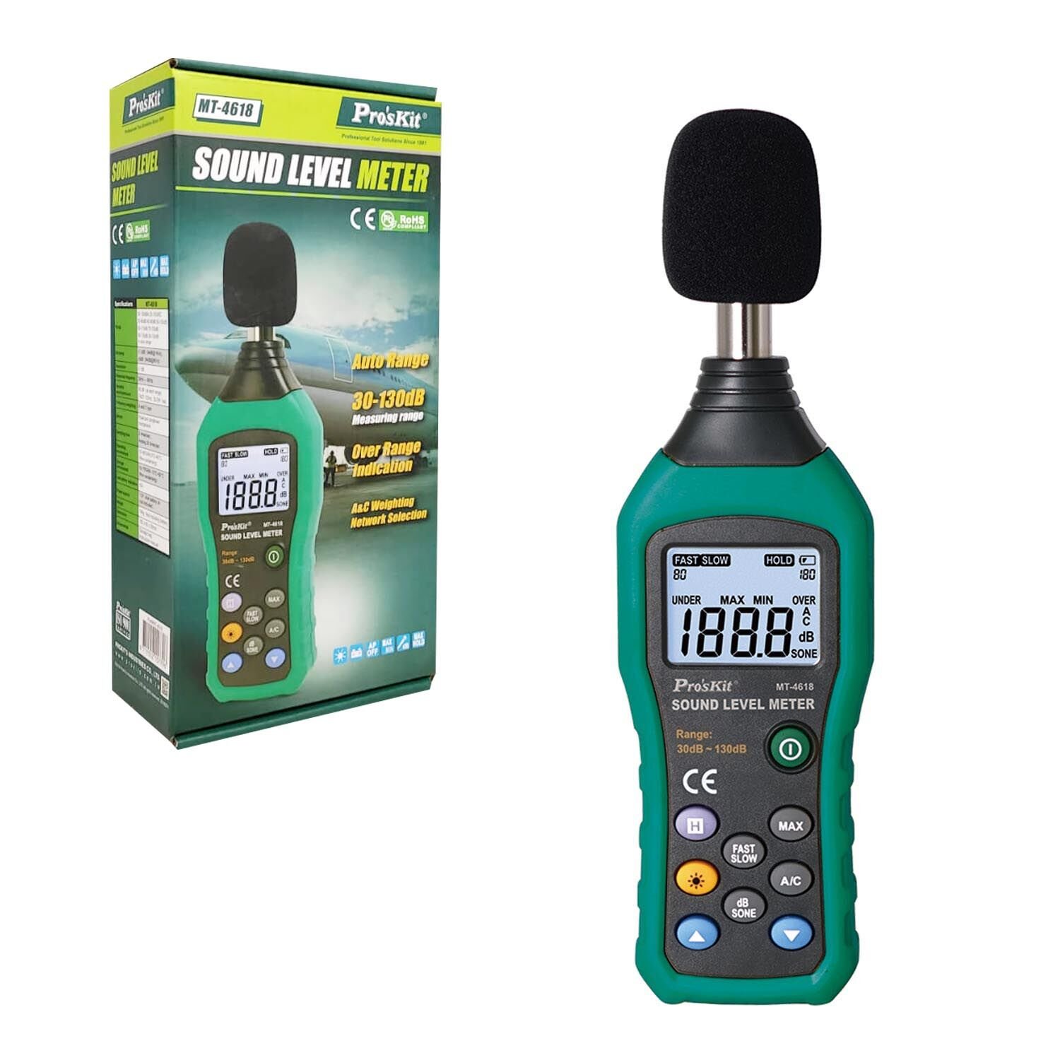 PROSKİT MT-4618 Desibelmetre Ses Seviyesi Ölçü Aleti Dijital