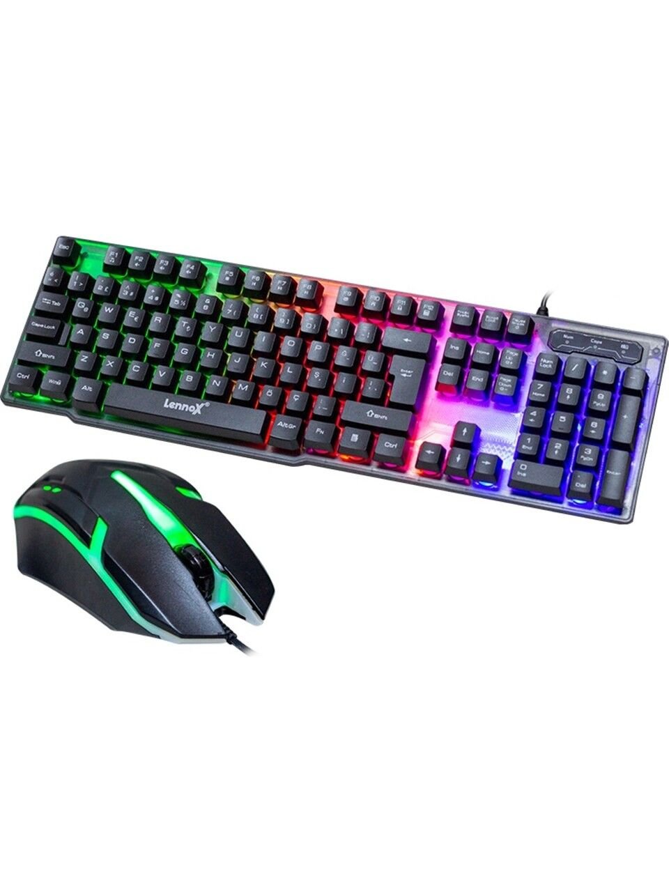 Lennox LX-T302 RGB Kablolu Oyuncu Klavye Mouse Seti