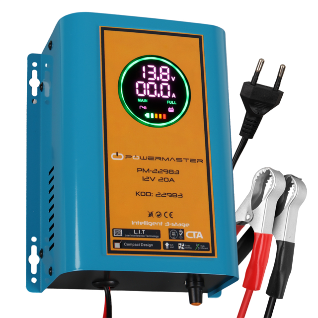 Powermaster PM-22983 12 Volt 20 Amper Dijital Ekranlı Akıllı Akü Şarj Cihazı