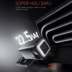 Powerway PD80 80.000mAh 22.5W PD  QC 3.0 Hızlı Şarj Destekli Dijital Göstergeli Powerbank