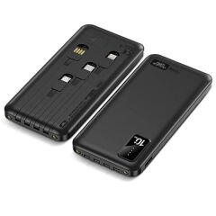 Powerway TX109 10.000mAh Kablolu Dijital Göstergeli Fenerli Powerbank Dahili Telefon Stand (MİCRO - TYPE C - LİGHTNİNG)
