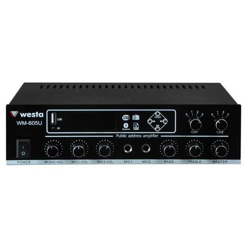 WM-605U 2 BOLGELİ 2 MİK. GİRİSLİ 100 WATT TRAFOLU ANFİ WESTA