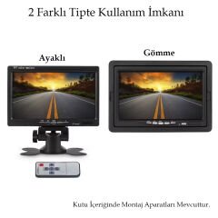 POWERMASTER PM-15487 7'' TFT LCD DİJİTAL MONİTÖR 2 KANAL GERİ GÖRÜŞ KAMERASI TETİKLEMELİ 800X480P