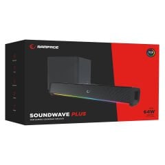 Rampage RM-1 SoundWave Plus Siyah Total 64W 16V/4.06A BT+USB+AUX+TF Kartlı Gaming Soundbar Speaker