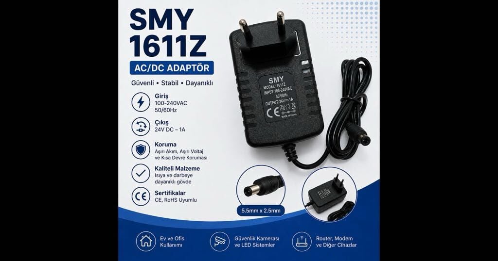 SMY 24 VOLT 1 AMPER STANDART UÇLU (5.5*2.5) ADAPTÖR