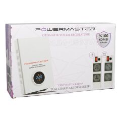 Powermaster SLIM-1500 Otomatik 1500VA Kombi Voltaj Regülatörü (İngiliz Fişli ve Evrensel Çoklu Soketli)