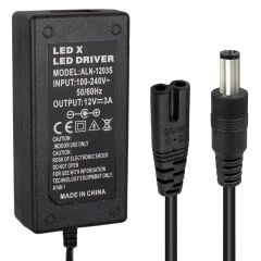 POWERMASTER LEDX ALN-1203S 12 VOLT - 3 AMPER - 36 WATT 5.5*2.5 MM UÇLU LEDLİ PLASTİK KASA MASAÜSTÜ ADAPTÖR