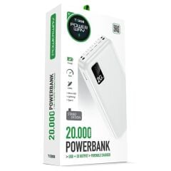 Powerway TX209 20.000mAh Kablolu Dijital Göstergeli Fenerli Powerbank Dahili Telefon Stand (MİCRO - TYPE C - LİGHTNİNG)