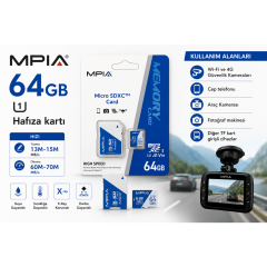 MPIA 64 GB High Speed 64GB TF Kart & SD Adaptör MP64 HAFIZA KARTI