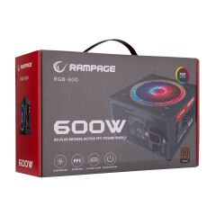 Rampage RGB-600 600W 80 Plus Bronze Aktif PFC 12cm RGB Fanlı Power Supply