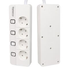 Yamatik X-MAN-104 A-CLASS 4'lü Ayrı Anahtarlı 2 Metre Akım Korumalı Grup Priz 1400 Joule