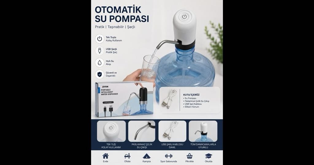 EGB-1001 OTOMATİK ŞARJLI DAMACANA SU POMPASI