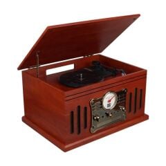 MagicVoice F39 Retro Vintage Çanta Pikap - CD - Kaset - Radyo - Bluetooth - AUX - USB Mp3 Çalar