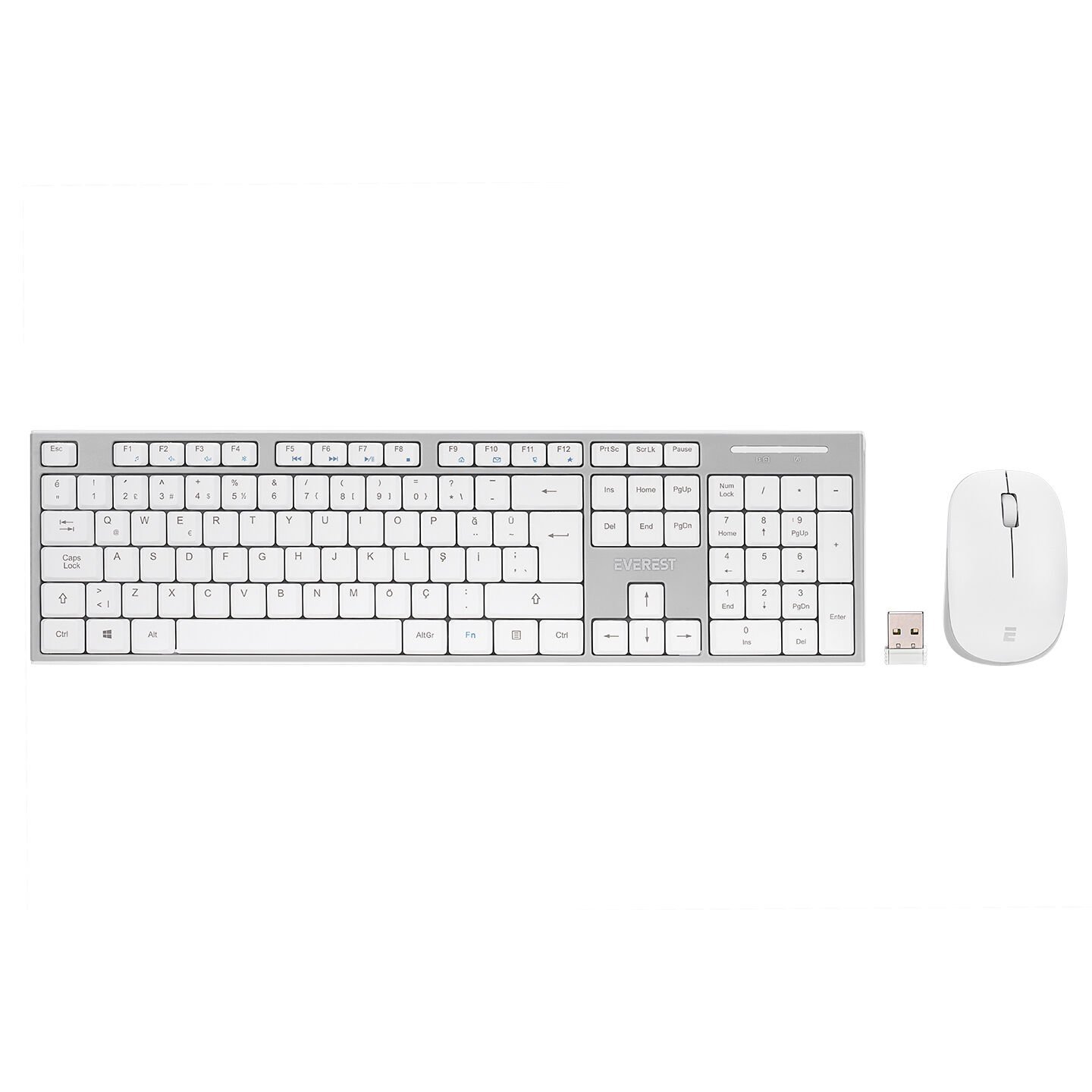 EVEREST KM-6063 BEYAZ/GRİ KABLOSUZ Q MULTIMEDYA KLAVYE+MOUSE SET