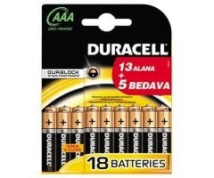 DURACELL AAA İNCE PİL (18'Lİ 13+5 PAKET FİYATI)