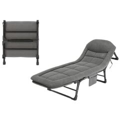 Sunup SN-26974 Taşınabilir Ayarlanabilir 5 Kademe Sünger Kamp Yatak Şezlong (Açık Gri)