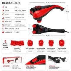 PowerMaster PM-24616 İki Kademeli Çift Başlıklı El Tipi Masaj Aleti