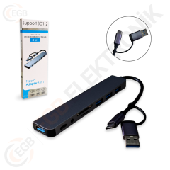 GABBLE TY-8801 8IN 1 ÇEVİRİCİ TF/SD USB 2.0-3.0 TYPE-C 3.5 AUDİO