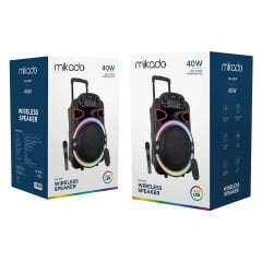 Mikado MD-80KP 40W 7.4W 3600mAh Bataryalı Siyah 1 UHF UV Mikrofonlu USB/BT/TF/TWS/AUX 9V 2A Adaptörlü Toplantı-Parti