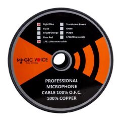 MagicVoice B96 Profesyonel Tek Damarlı Blendajlı Enstrüman Mikrofon Kablosu Mono 100 Metre (Açık Mavi)