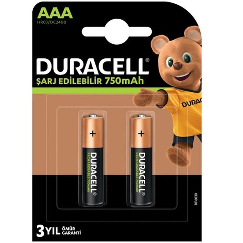 DURACELL HR03/DC2400 AAA İNCE 2'Lİ 750 MAH ŞARJLI PİL
