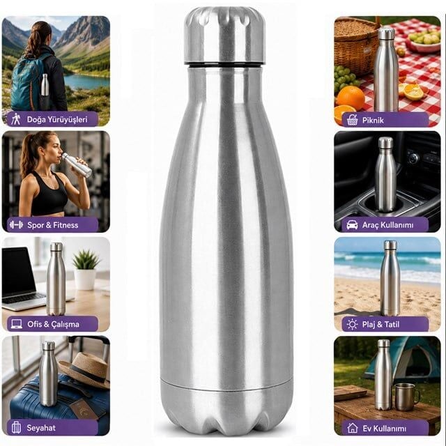 Sunup SN-25714 Şişe Tipi 1000 Ml. Paslanmaz Çelik Termos