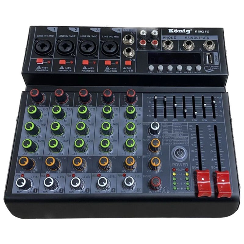 KÖNİG K-502 FX USB/BLUETOOTH 7 BANT EQ 6 KANAL DECK MIXER