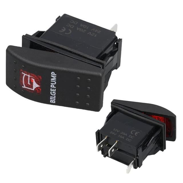 PowerMaster  Sintine Pompa Sembollü Işıklı 3 Pinli On-Off 12-24V Marin Switch