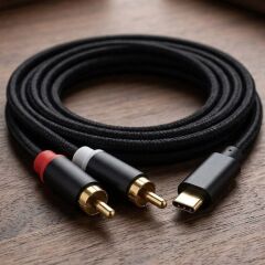 Powermaster PM-29963 USB Type-C Erkek to 2x RCA Erkek Stereo 2 Metre Ses Aktarım Kablosu
