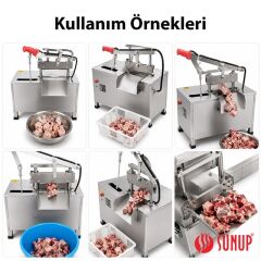 Sunup SN-30982 Otomatik Kemik ve Et Kesme Makinesi Gıda Sınıfı Paslanmaz Çelik Endüstriyel Giyotin Dilimleyici