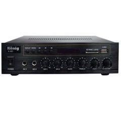 KÖNİG K-100 USB-BLUETOOTH DESTEKLİ 2 MİK. GİRİŞ 8 OHM 100/70V 80 WATT TRAFOLU ANFİ