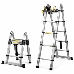 Sunup SN-29683 4+4 Metre Teleskopik Merdiven Karavan  Tekne Katlanır Alüminyum