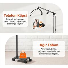 Trled F-700B Katlanabilir Ayaklı ve Tekerlekli Siyah Güzellik Salonu Lambası