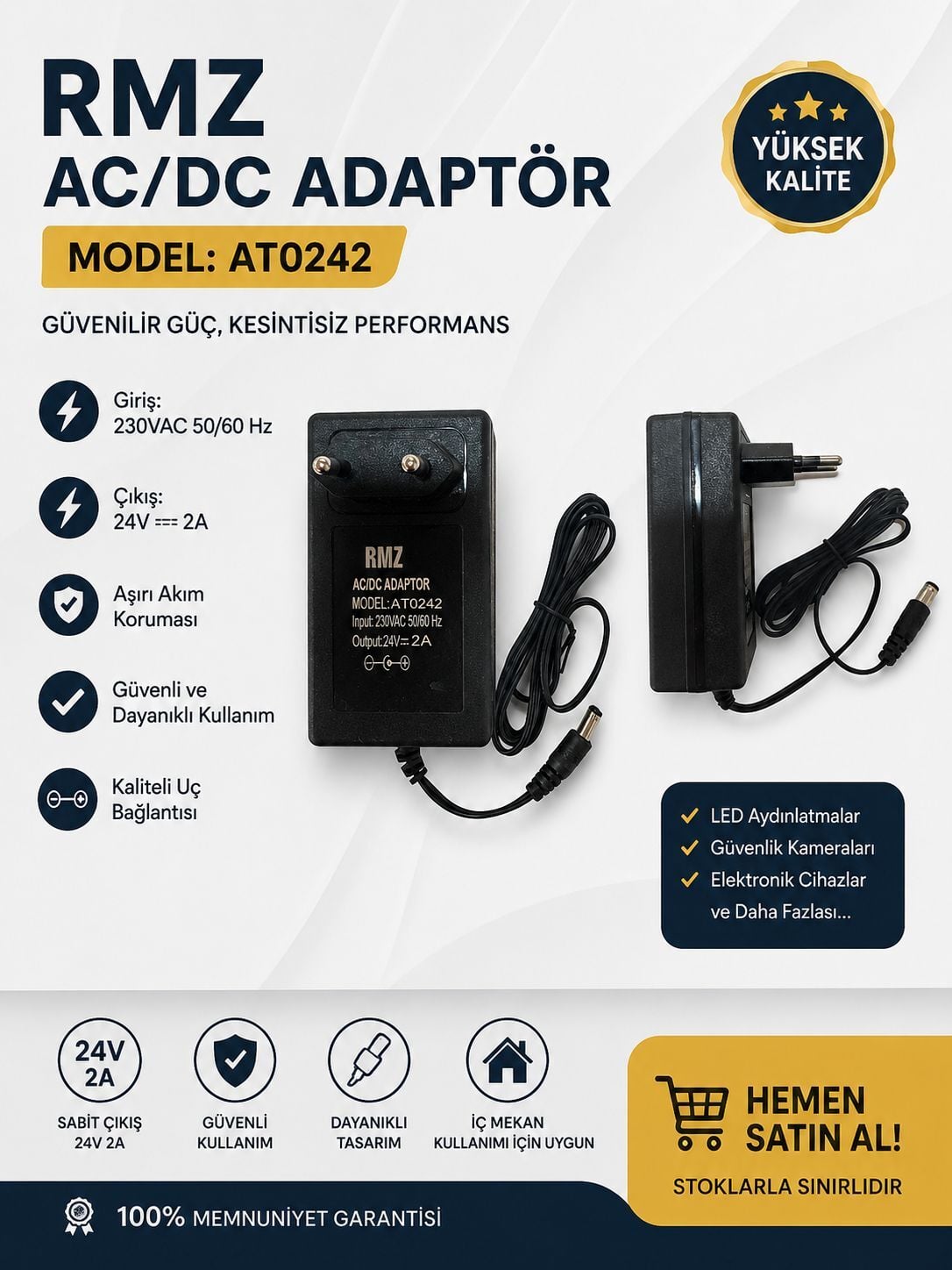 24v 2a Plastik Adaptör