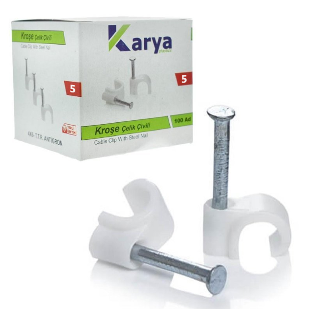 KARYA 5 NUMARA 10 MM KROŞE (100'LÜ PAKET)(2X4 - 4X4 ANTİGRON KABLOLAR İÇİN)
