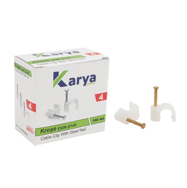 KARYA 4 NUMARA ÇELİK ÇİVİLİ 8 MM KROŞE (100'LÜ PAKET)(2X4 ANTİGRON KABLOLAR İÇİN)