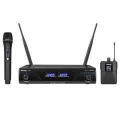 König K-700 E-Y Profesyonel 663-694Mhz 1 El + 1 Yaka 2 Kanal Uhf 2x50 Kablosuz Telsiz Mikrofon