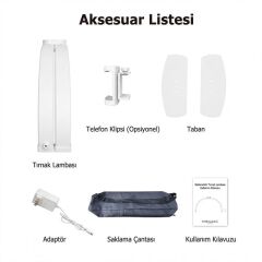 TrLed F-550A Beyaz 55cm Katlanabilir Yarım Ay Protez Tırnak ve Güzellik Uzmanı Masa Lambası Beyaz