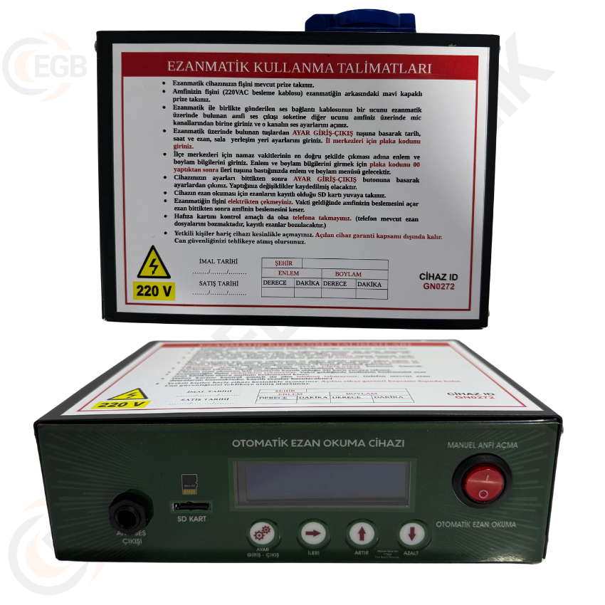 Ezanmatik Ezan Okuyan Saat Ezan Saati SD Kartlı